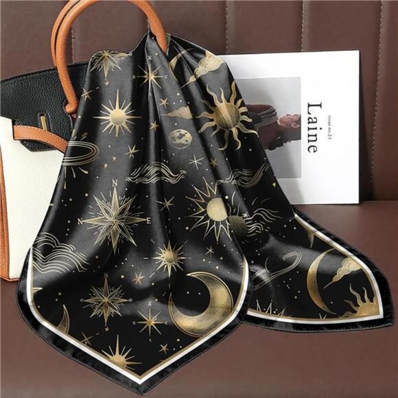 2 PCS Scarf Silk Feeling Square Satin Headwear Hair Scarves Wrap 27.5 Inches - Picture 6 of 8